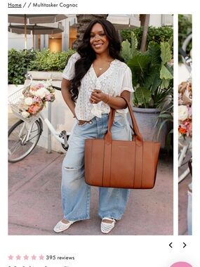 Sold Poppy & Peonies Cognac Multitasker Tote